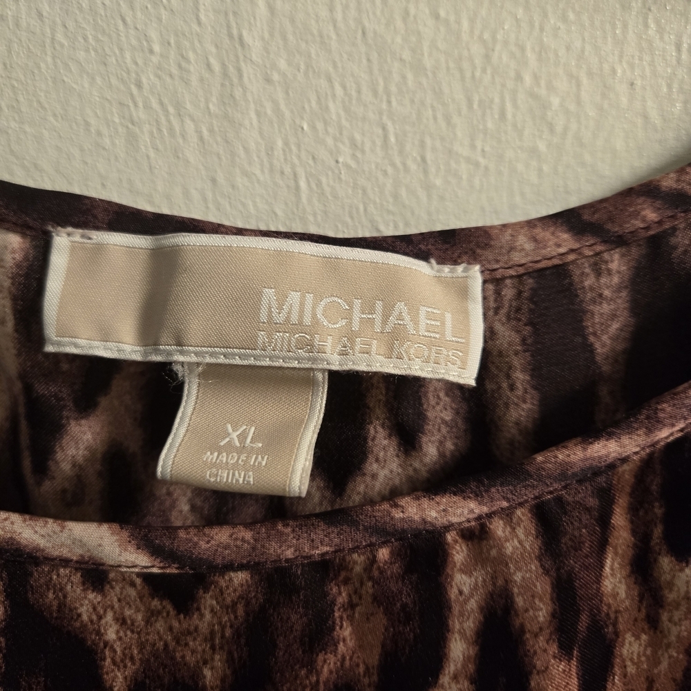 Michael Kors Vintage Grung Animal Print 3/4 Sleeve Blouse  - Size XL - Picture 10 of 13